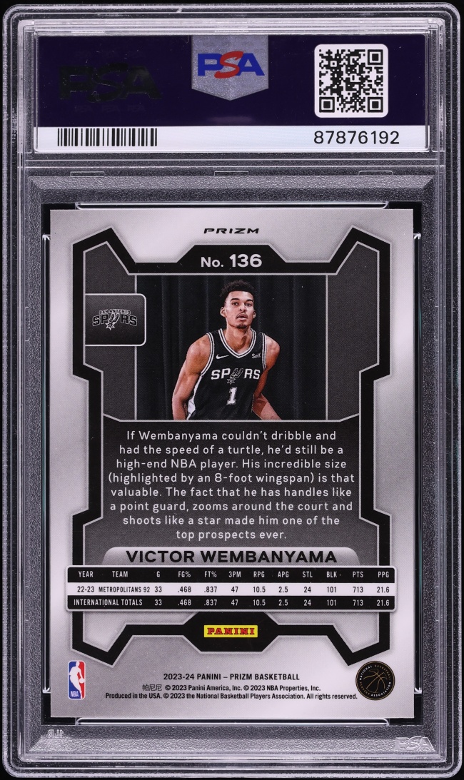 2023 Panini Prizm Green Victor Wembanyama ROOKIE #136 PSA 10 GEM MINT
