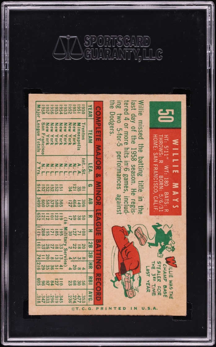 1959 Topps Willie Mays #50 SGC 6.5 EXMT+