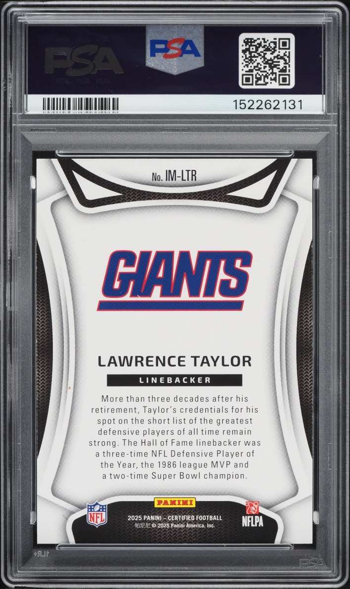2025 Panini Certified Immortals Mirror Teal Lawrence Taylor /75 #LTR PSA 9 MINT