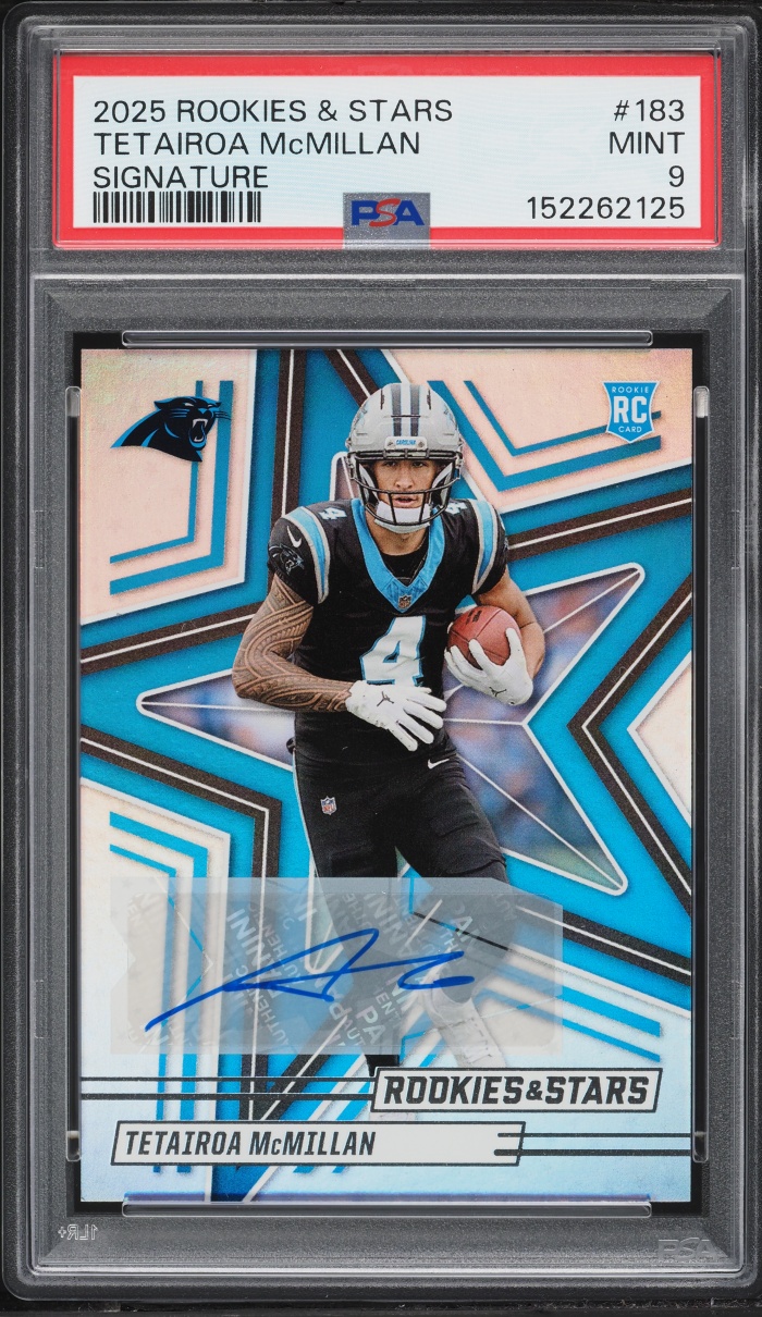 2025 Panini Rookies & Stars Signature Tetairoa McMillan ROOKIE AUTO #183 PSA 9 MINT