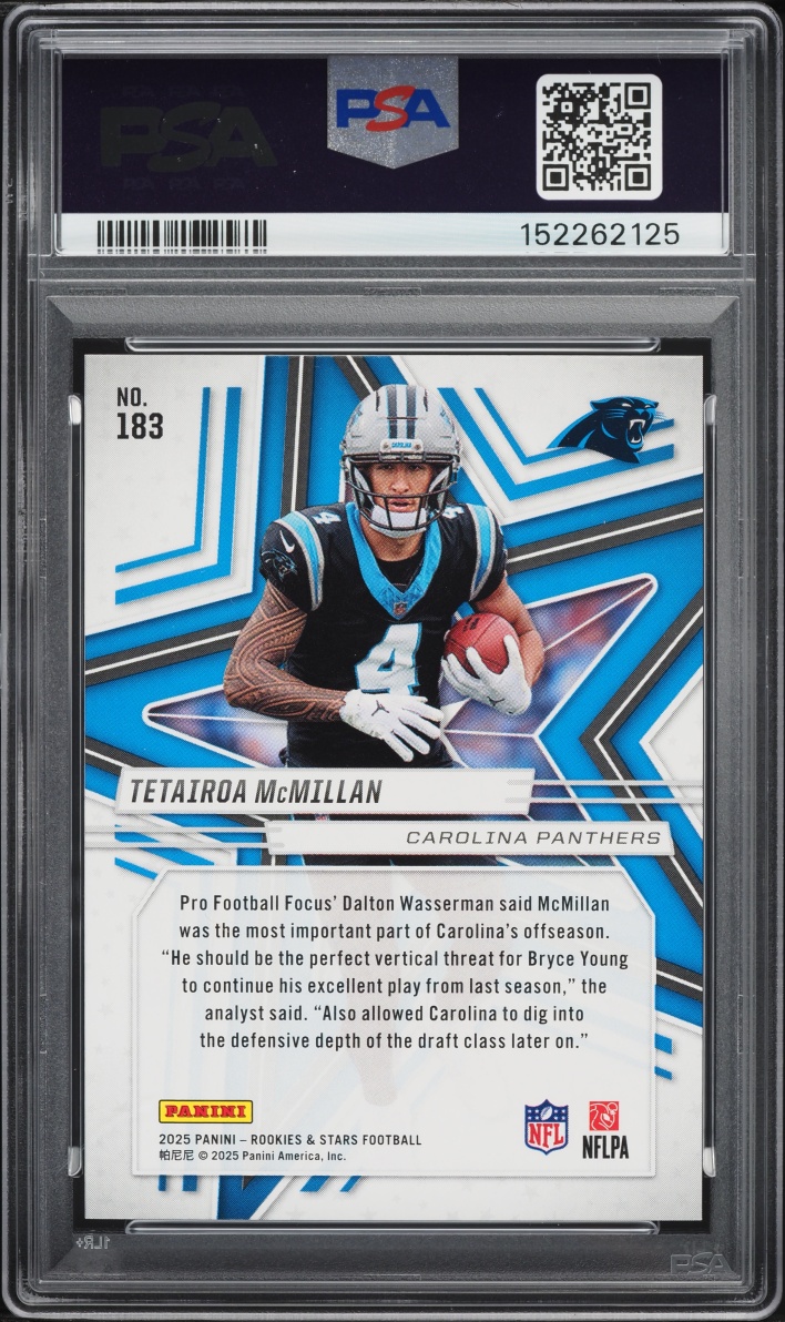 2025 Panini Rookies & Stars Signature Tetairoa McMillan ROOKIE AUTO #183 PSA 9 MINT