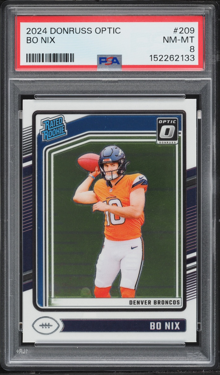 2024 Donruss Optic Bo Nix ROOKIE #209 PSA 8 NM-MT