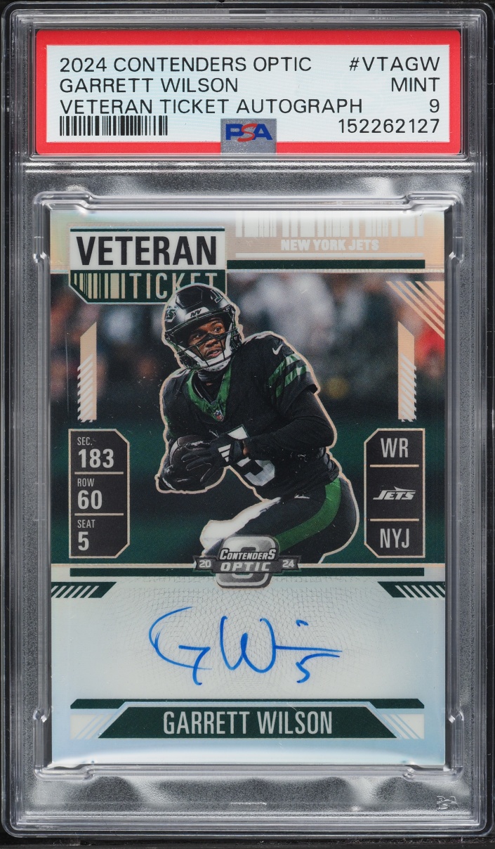 2024 Panini Contenders Optic Veteran Ticket Garrett Wilson AUTO /50 #VTAGW PSA 9 MINT