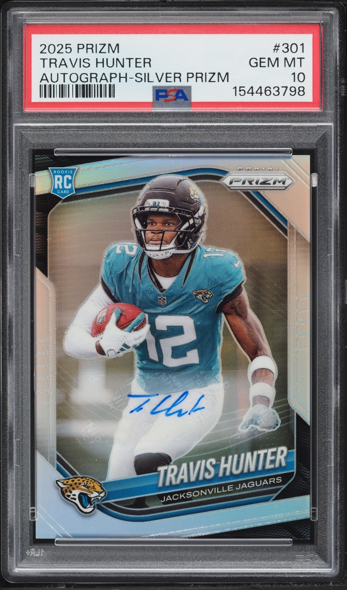 2025 Panini Prizm Silver Travis Hunter ROOKIE AUTO #301 PSA 10 GEM MINT