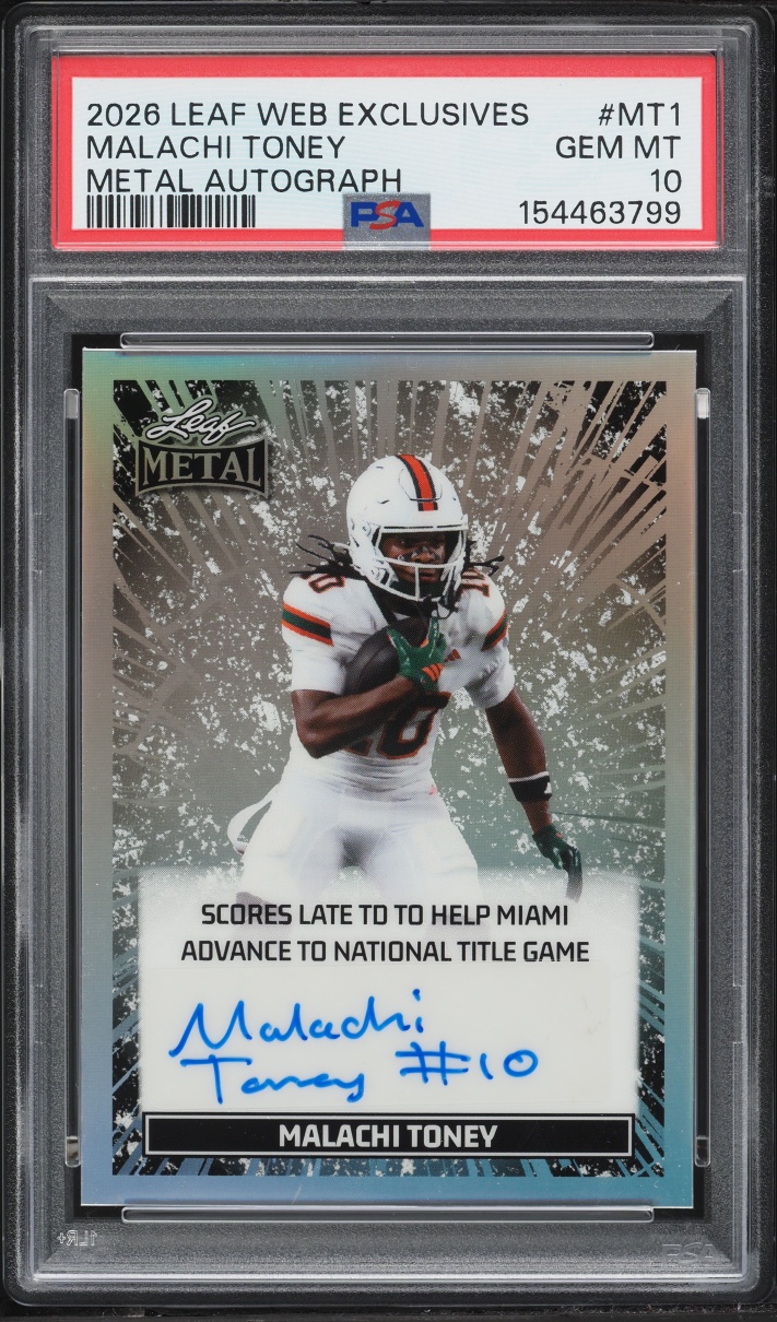 2026 Leaf Web Exclusives Metal Malachi Toney AUTO /20 #MT1 PSA 10 GEM MINT