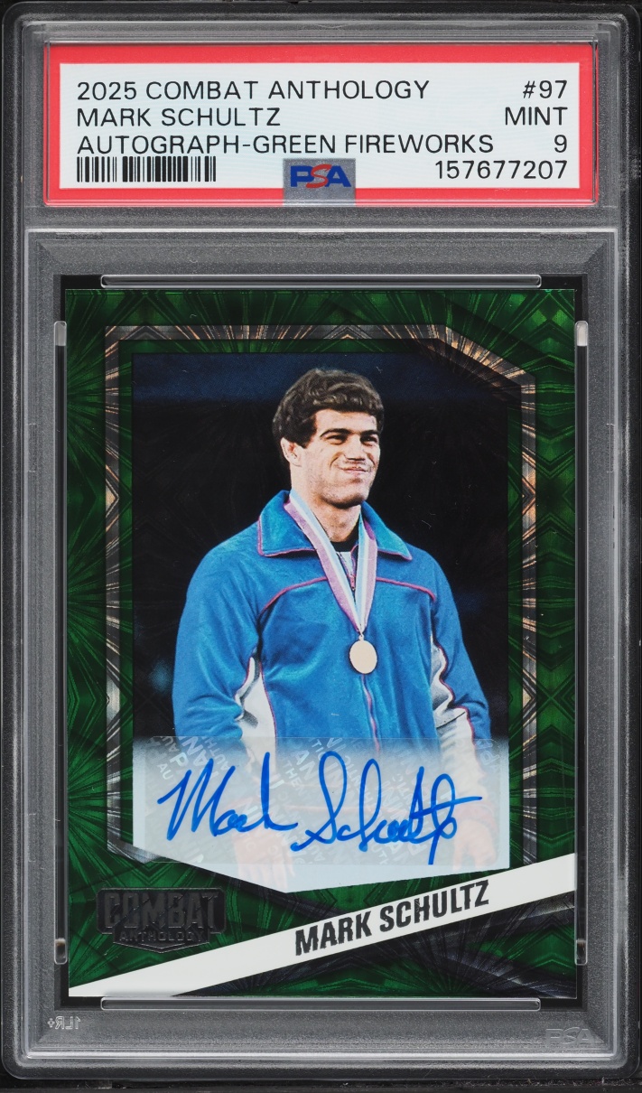 2025 Panini Combat Anthology Green Fireworks Mark Schultz AUTO #97 PSA 9 MINT