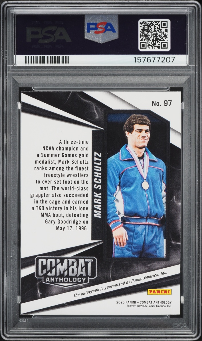 2025 Panini Combat Anthology Green Fireworks Mark Schultz AUTO #97 PSA 9 MINT
