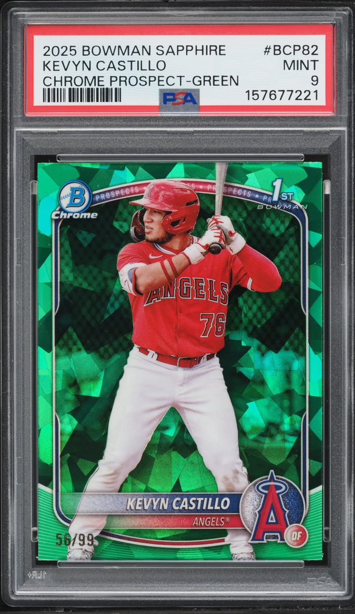 2025 Bowman Chrome Sapphire Edition Green Kevyn Castillo PROSPECT /99 #BCP-82 PSA 9 MINT