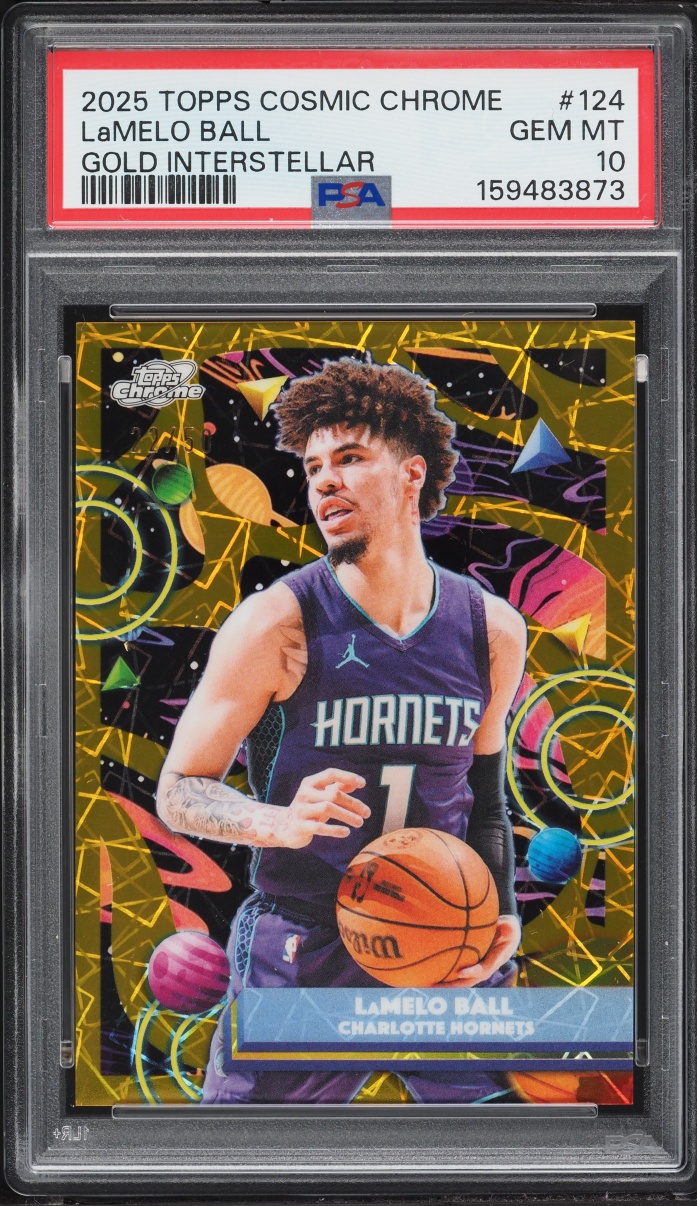 2025 Topps Chrome Cosmic Gold Interstellar Lamelo Ball /50 #124 PSA 10 GEM MINT