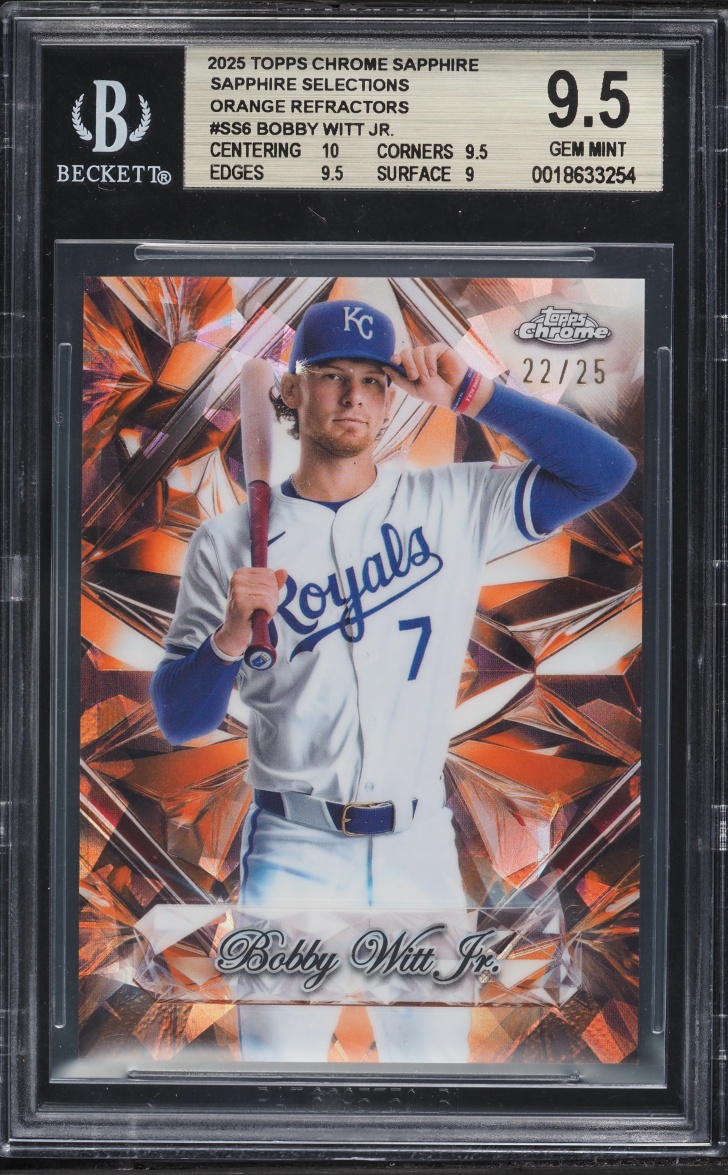 2025 Topps Chrome Sapphire Selections Orange Refractor Bobby Witt Jr. /25 #SS6 BGS 9.5 GEM MINT