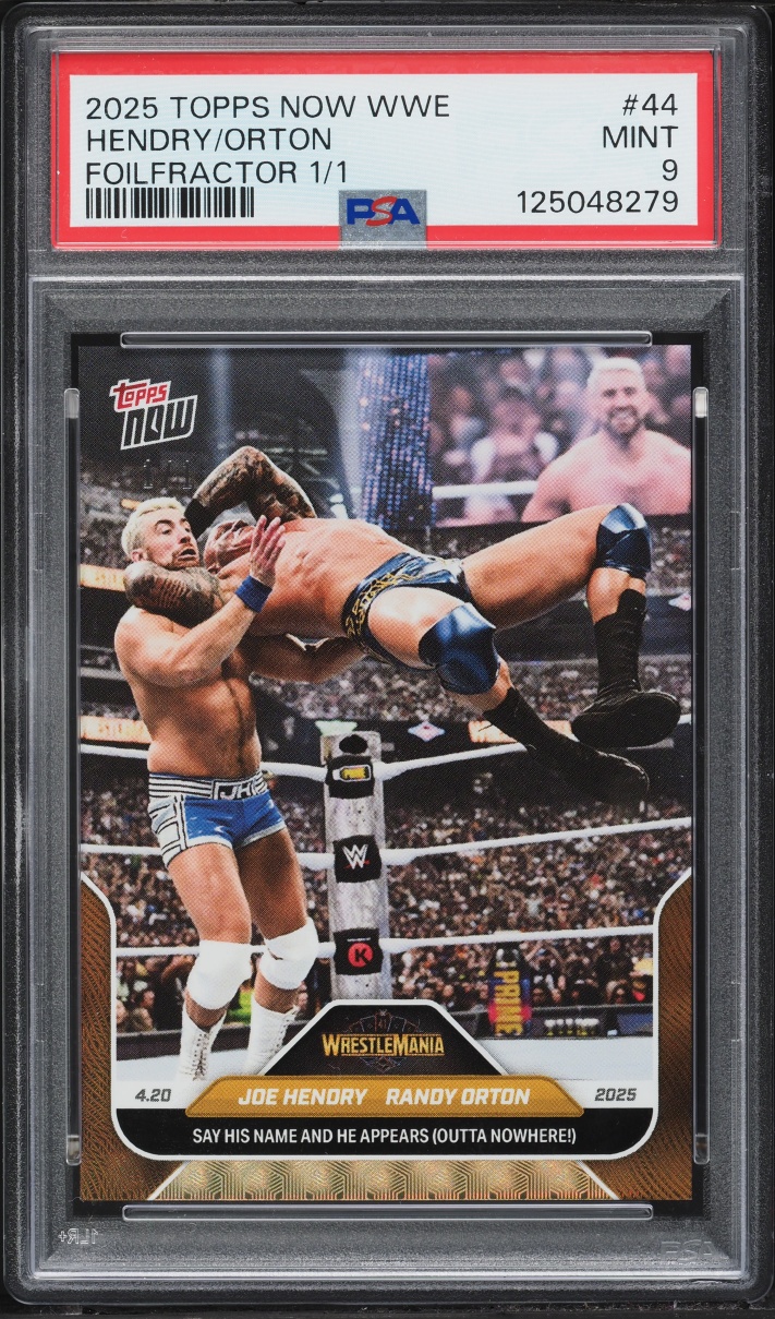 2025 Topps Now WWE Foilfractor Joe Hendry Randy Orton 1/1 #44 PSA 9 MINT