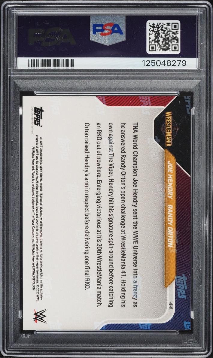 2025 Topps Now WWE Foilfractor Joe Hendry Randy Orton 1/1 #44 PSA 9 MINT