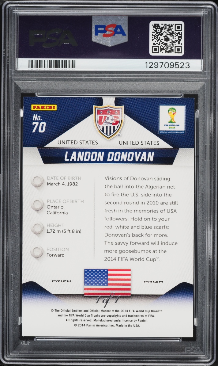 2014 Panini Prizm World Cup El Samba Landon Donovan 1/1 #70 PSA 9 MINT