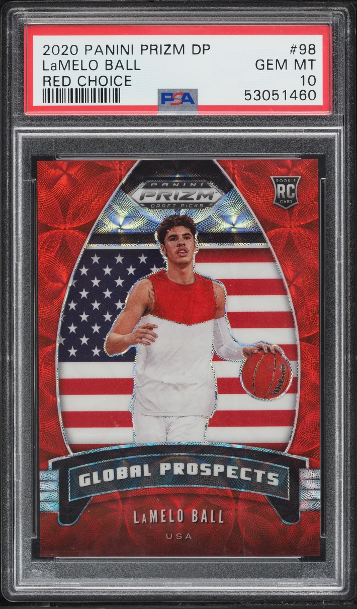 2020 Panini Prizm Draft Picks Red Choice Lamelo Ball ROOKIE /99 #98 PSA 10 GEM MINT