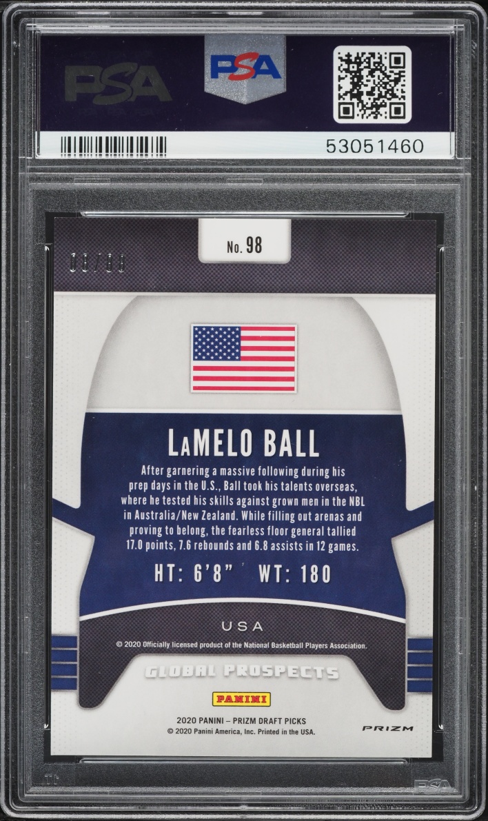 2020 Panini Prizm Draft Picks Red Choice Lamelo Ball ROOKIE /99 #98 PSA 10 GEM MINT