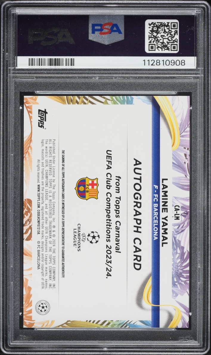 2023 Topps Carnaval UEFA Club Competitions Lamine Yamal ROOKIE AUTO #CA-LM PSA 9 MINT