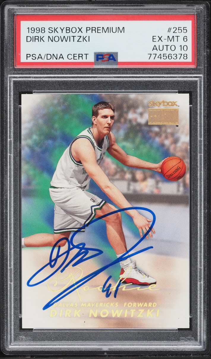 1998 Skybox Premium Dirk Nowitzki ROOKIE AUTO DNA 10 #255 PSA 6 EXMT