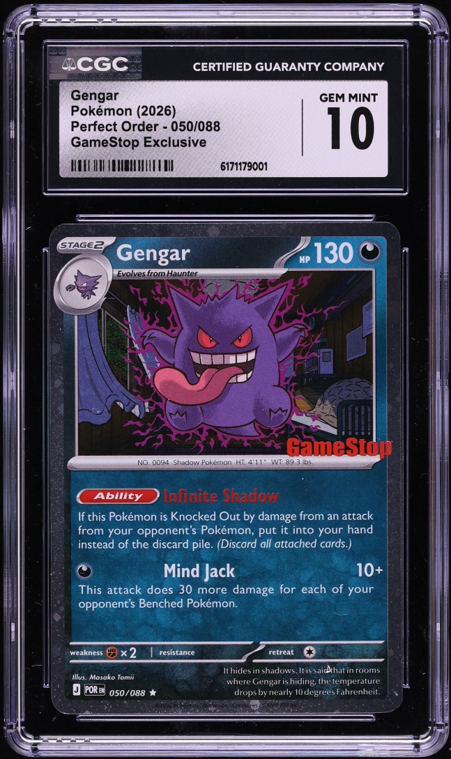 2026 Pokemon Mega Evolution Perfect Order GameStop Exclusive Gengar #50 CGC 10 GEM MINT