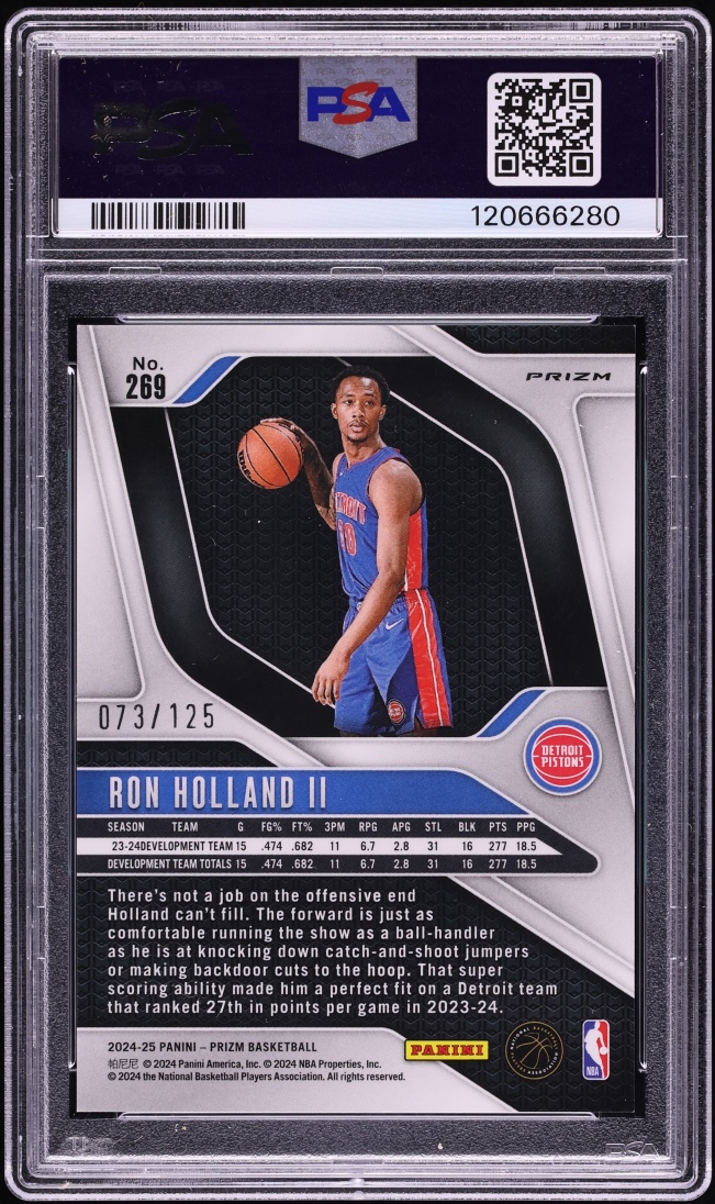 2024 Panini Prizm Blue Wave Ron Holland II ROOKIE /125 #269 PSA 10 GEM MINT