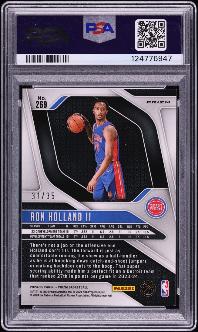 2024 Panini Prizm Blue Shimmer FOTL Ron Holland II ROOKIE /35 #269 PSA 9 MINT