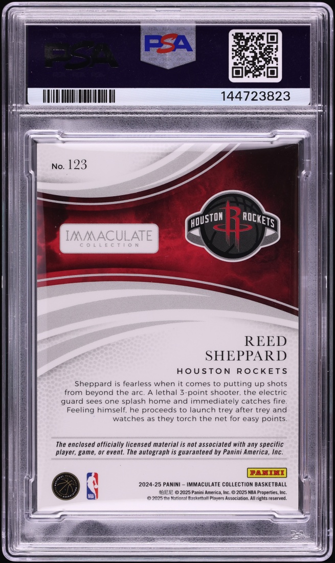 2024 Panini Immaculate Collection Blue Reed Sheppard ROOKIE PATCH AUTO DNA 10 /49 #123 PSA AUTH