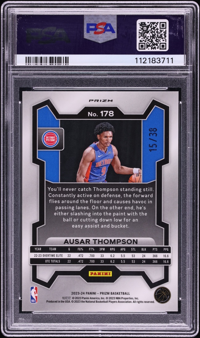 2023 Panini Prizm White Wave Ausar Thompson ROOKIE /38 #178 PSA 10 GEM MINT
