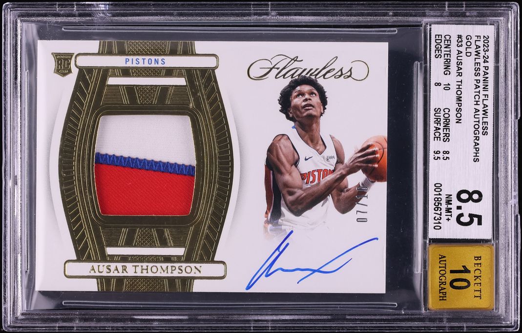 2023 Panini Flawless Gold Ausar Thompson ROOKIE PATCH AUTO /10 #33 BGS 8.5 NM-MT+