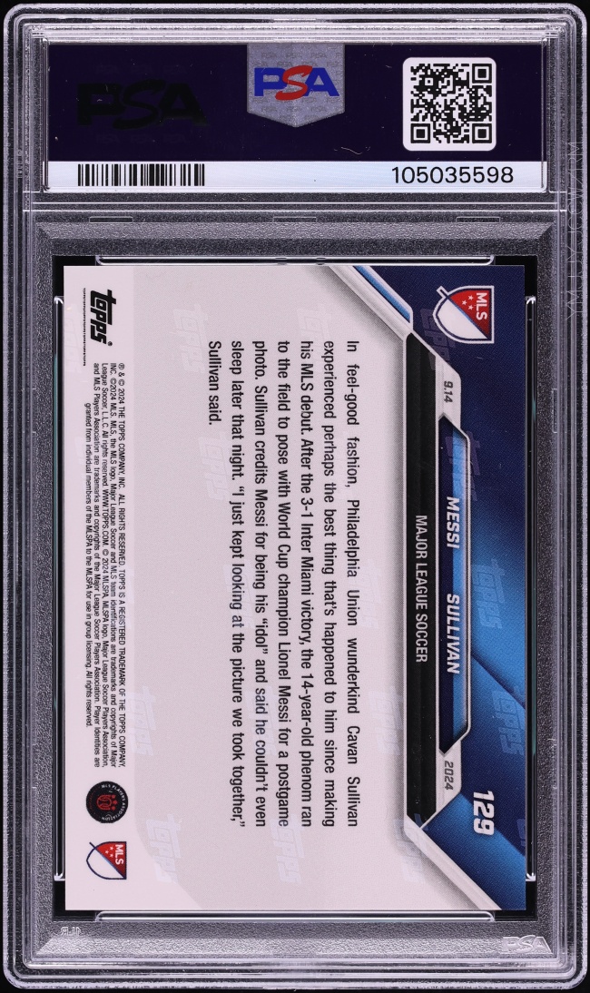 2024 Topps Now MLS Red Lionel Messi & Cavan Sullivan /10 #129 PSA 10 GEM MINT