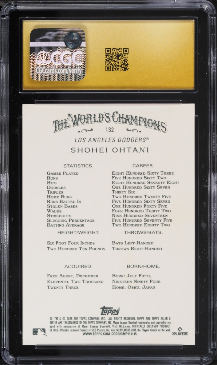 2025 Topps Allen & Ginter Shohei Ohtani #132 CGC 10 PRISTINE