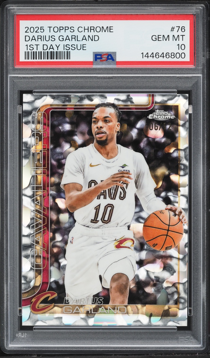 2025 Topps Chrome 1st Day Issue Darius Garland /12 #76 PSA 10 GEM MINT