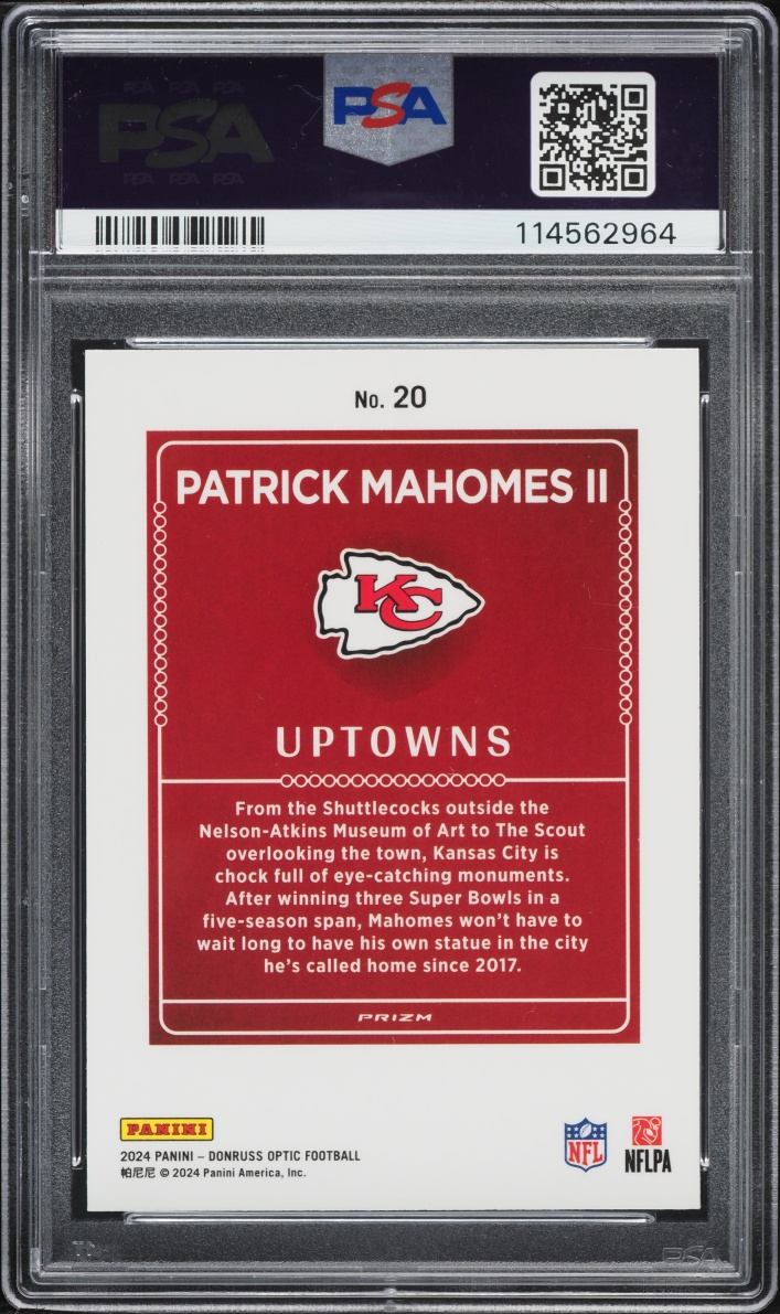 2024 Donruss Optic Uptowns Prizm Patrick Mahomes II #20 PSA 9 MINT