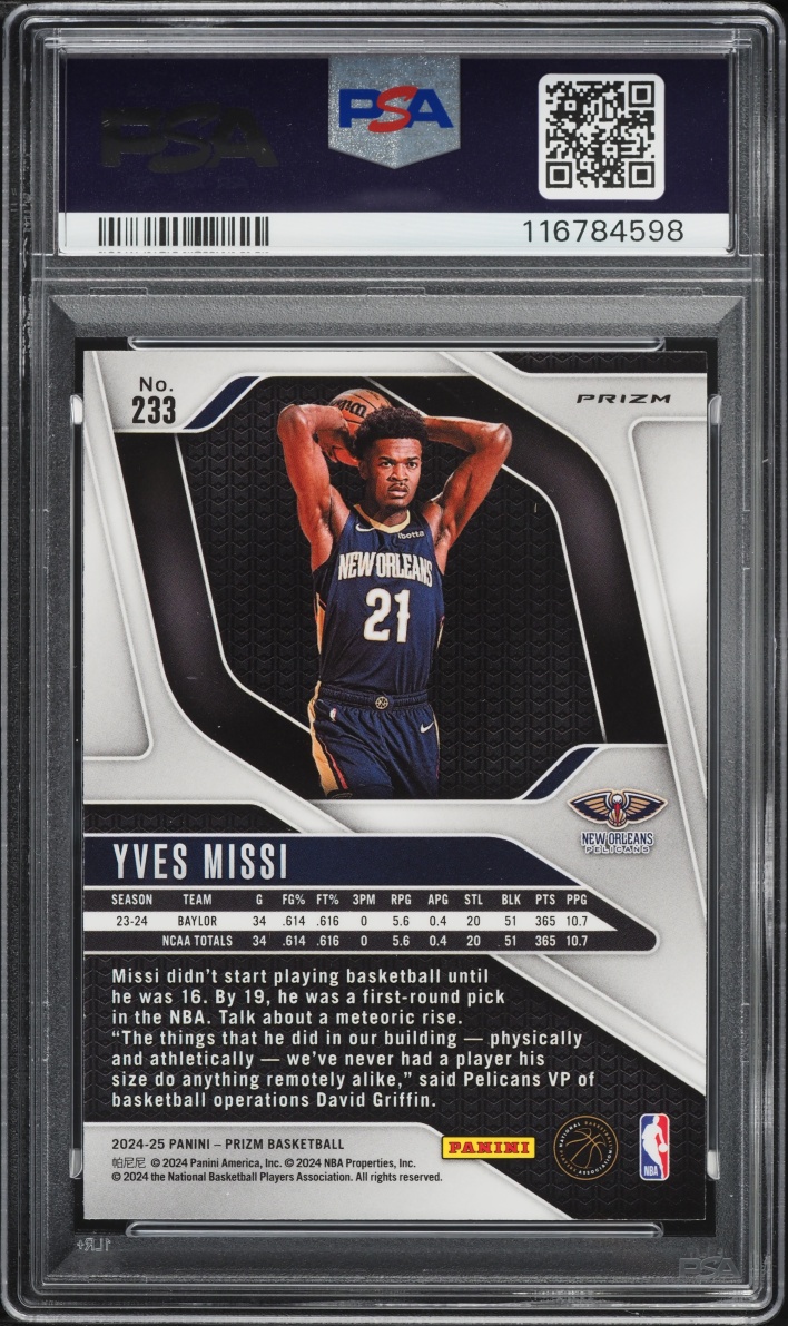 2024 Panini Prizm Red White Blue Yves Missi ROOKIE #233 PSA 10 GEM MINT