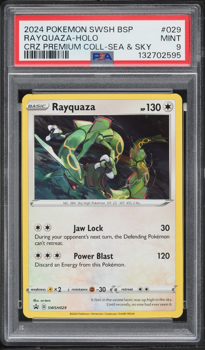 2024 Pokemon Sword & Shield Promo Premium Sea & Sky Holo Rayquaza #29 PSA 9 MINT