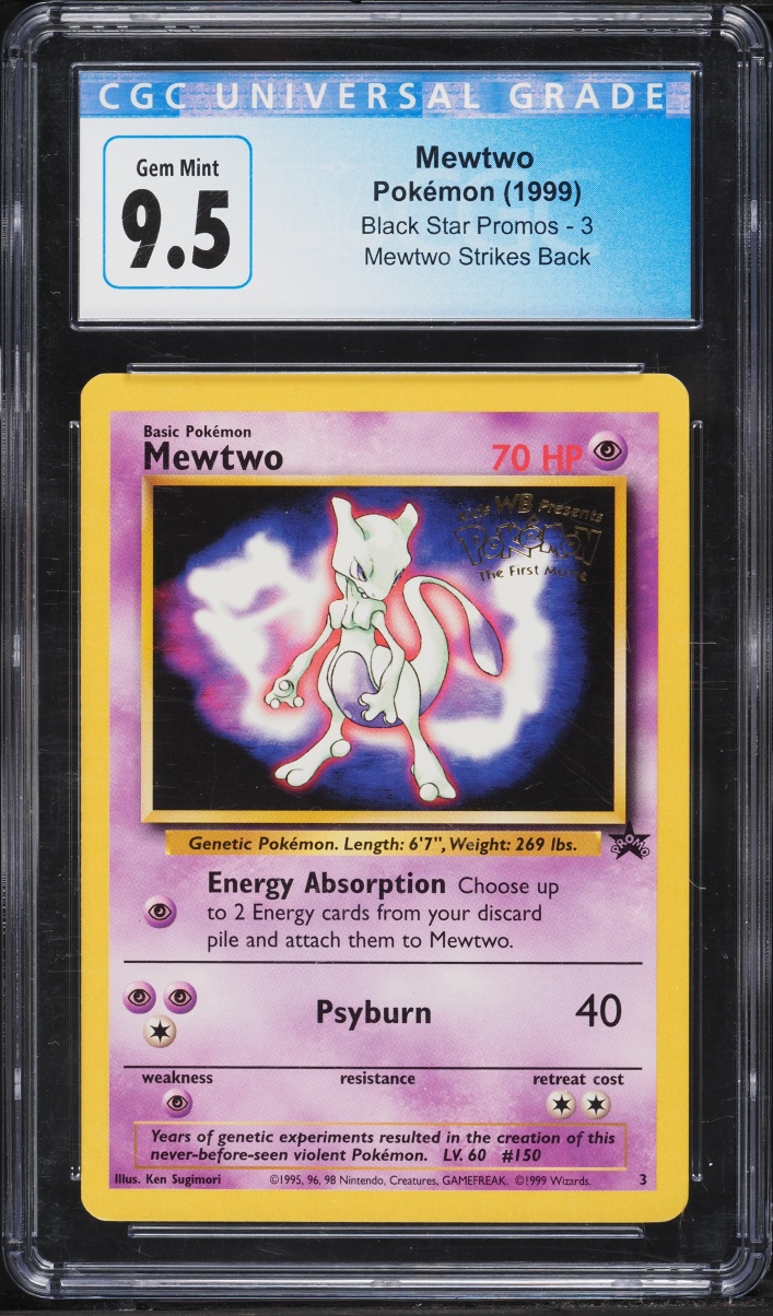 1999 Pokemon Movie Black Star Promo Strikes Back Mewtwo #3 CGC 10 GEM MINT