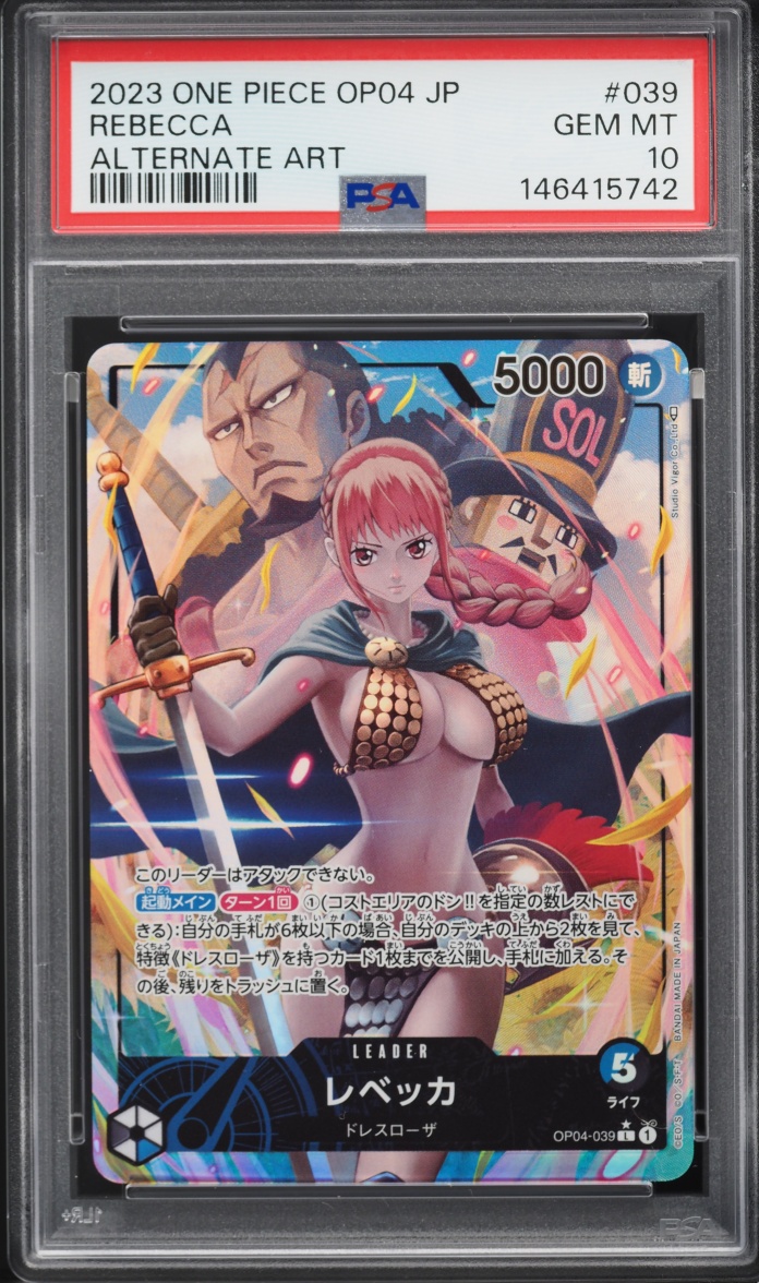 2023 One Piece Japanese Kingdoms Of Intrigue Alt Art Leader Rebecca #OP04 PSA 10 GEM MINT