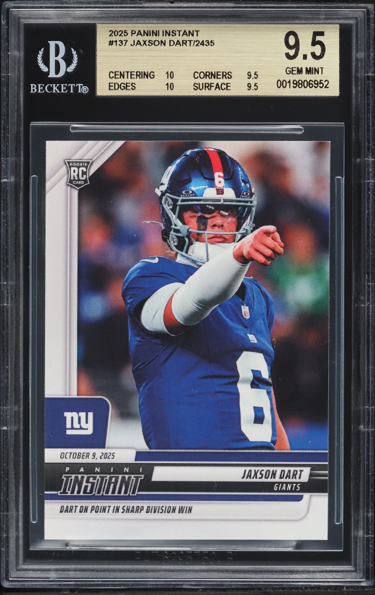 2025 Panini Instant Jaxson Dart ROOKIE /2435 #137 BGS 9.5 GEM MINT