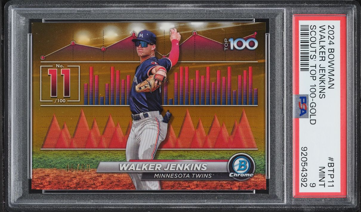 2024 Bowman Scouts Top 100 Gold Refractor Walker Jenkins PROSPECT /60 #BTP11 PSA 9 MINT