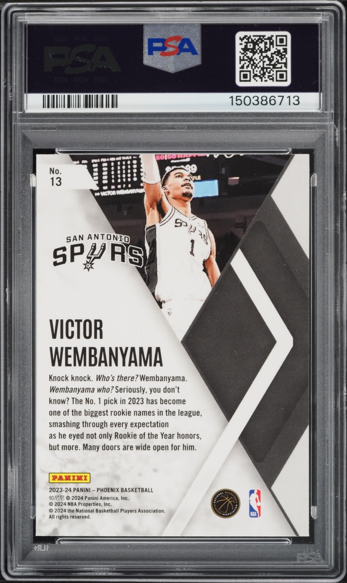 2023 Panini Phoenix Instant Phenom Blue Ice Victor Wembanyama ROOKIE #13 PSA 9 MINT