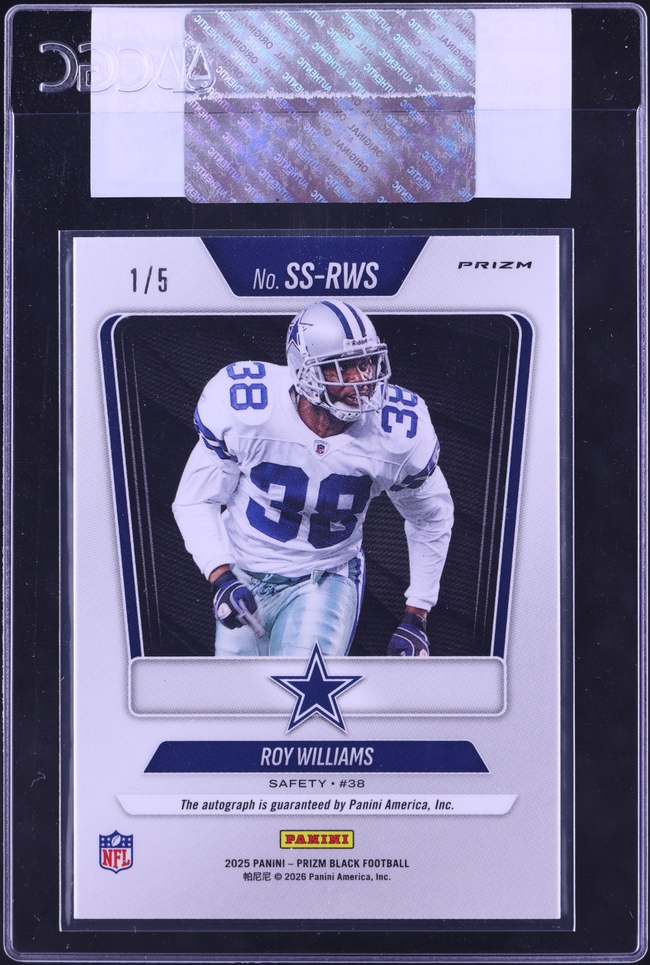 2025 Panini Prizm Black Sensational Gold Vinyl FOTL Roy Williams AUTO 1/5 #SS-RWS CGC AUTH