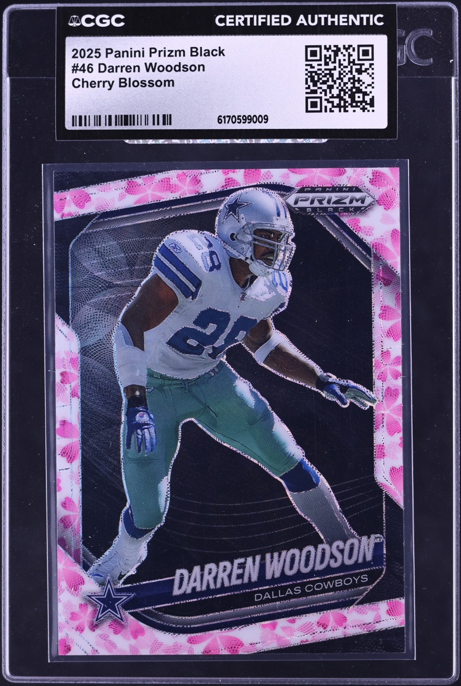 2025 Panini Prizm Black Cherry Blossom Darren Woodson /20 #46 CGC AUTH