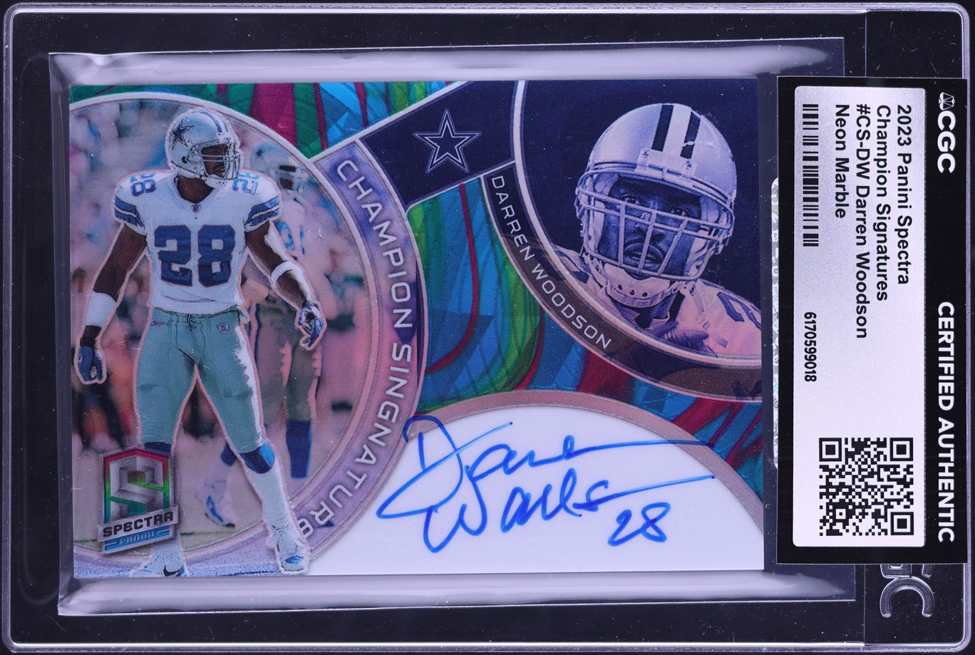 2023 Panini Spectra Champion Neon Marble Darren Woodson AUTO 4/4 #CS-DW CGC AUTH
