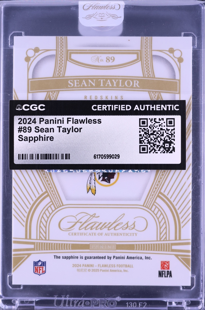2024 Panini Flawless Sapphire Sean Taylor /15 #89 CGC AUTH