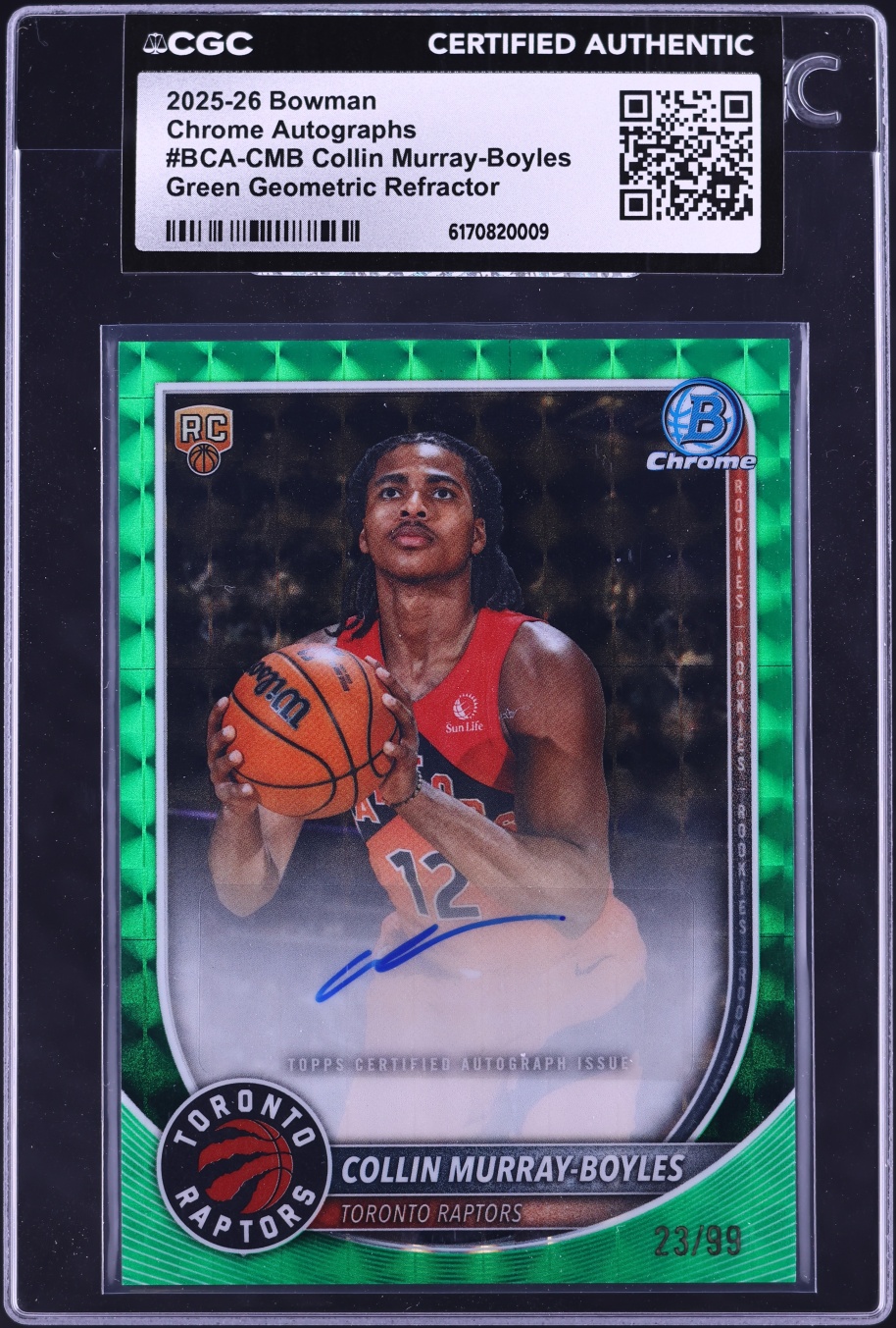 2025 Bowman Chrome Green Geometric Refractor Collin Murray-Boyles ROOKIE AUTO /99 CGC AUTH