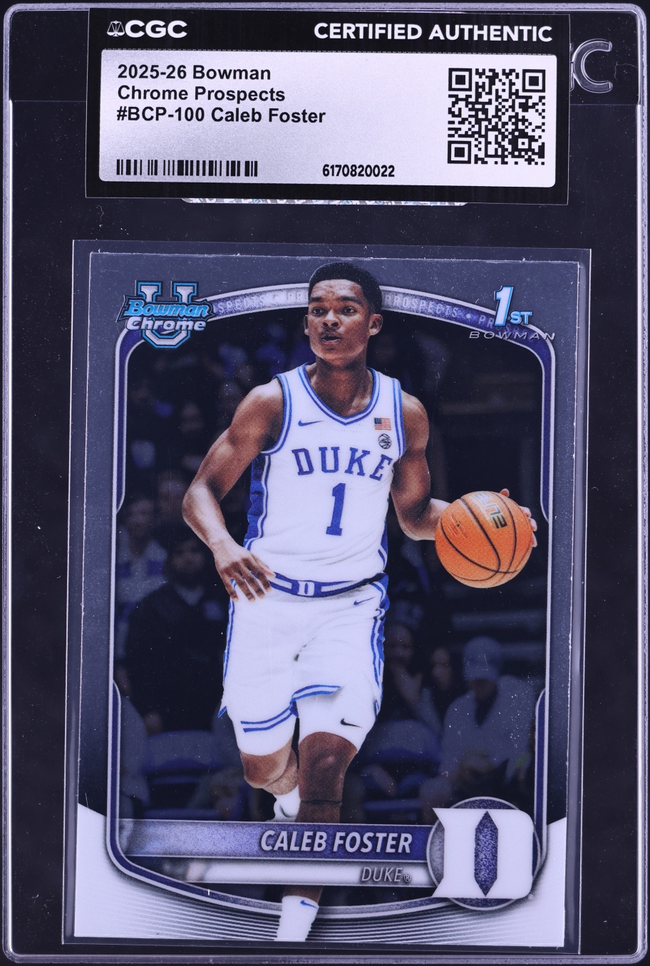 2025 Bowman Chrome University Prospect Caleb Foster #BCP-100 CGC AUTH