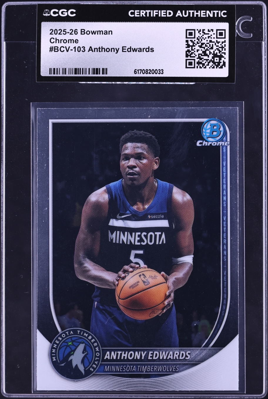 2025 Bowman Chrome Anthony Edwards #BCV-103 CGC AUTH