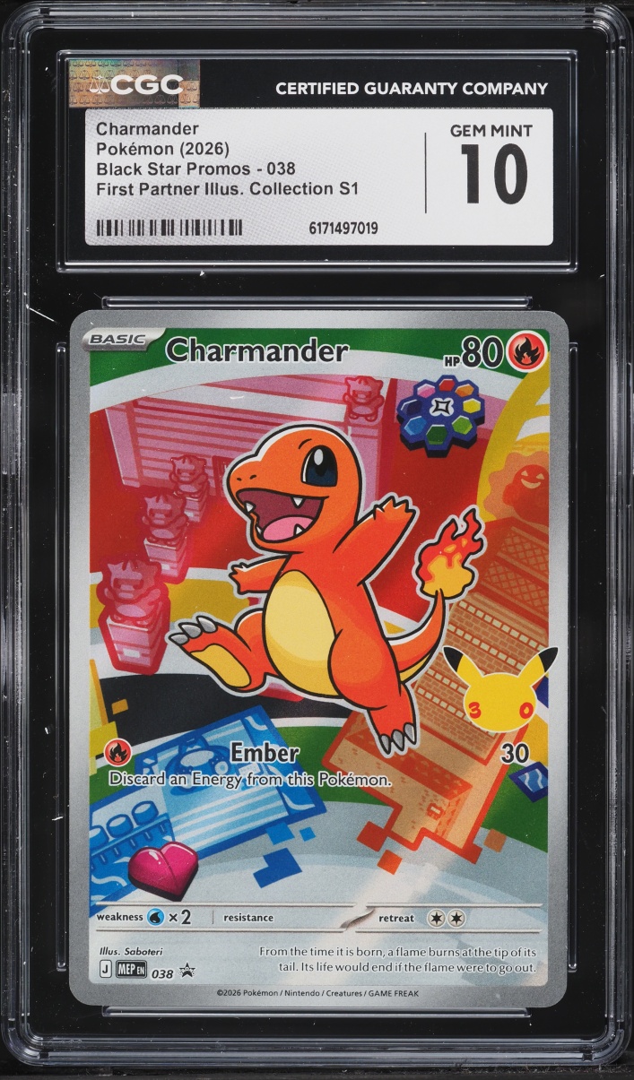 2026 Pokemon Mega Evolution Promo First Partner Illustration Full Art Charmander #38 CGC 10 GEM