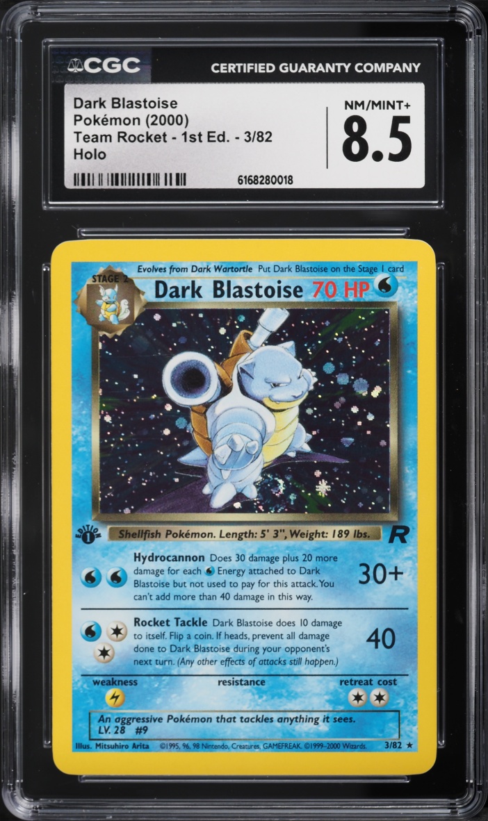 2000 Pokemon Team Rocket 1st Edition Holo Dark Blastoise #3 CGC 8.5 NM-MT+