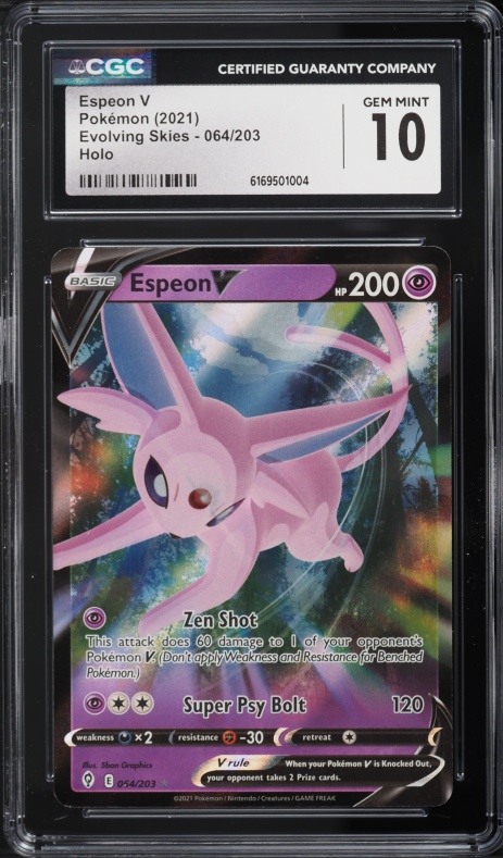 2021 Pokemon Sword & Shield Evolving Skies Holo Espeon V #64 CGC 10 GEM MINT