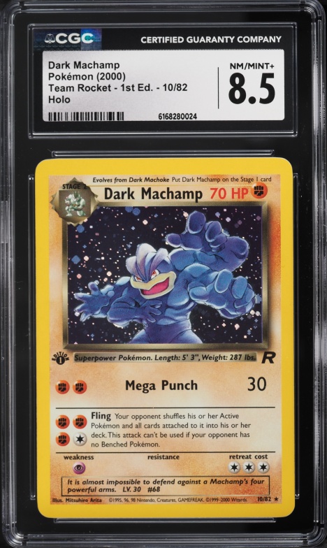 2000 Pokemon Team Rocket 1st Edition Holo Dark Machamp #10 CGC 8.5 NM-MT+
