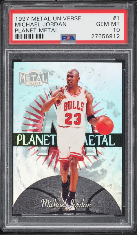 1997 Metal Universe Michael Jordan Planet Metal #1 PSA 8 Bulls 124